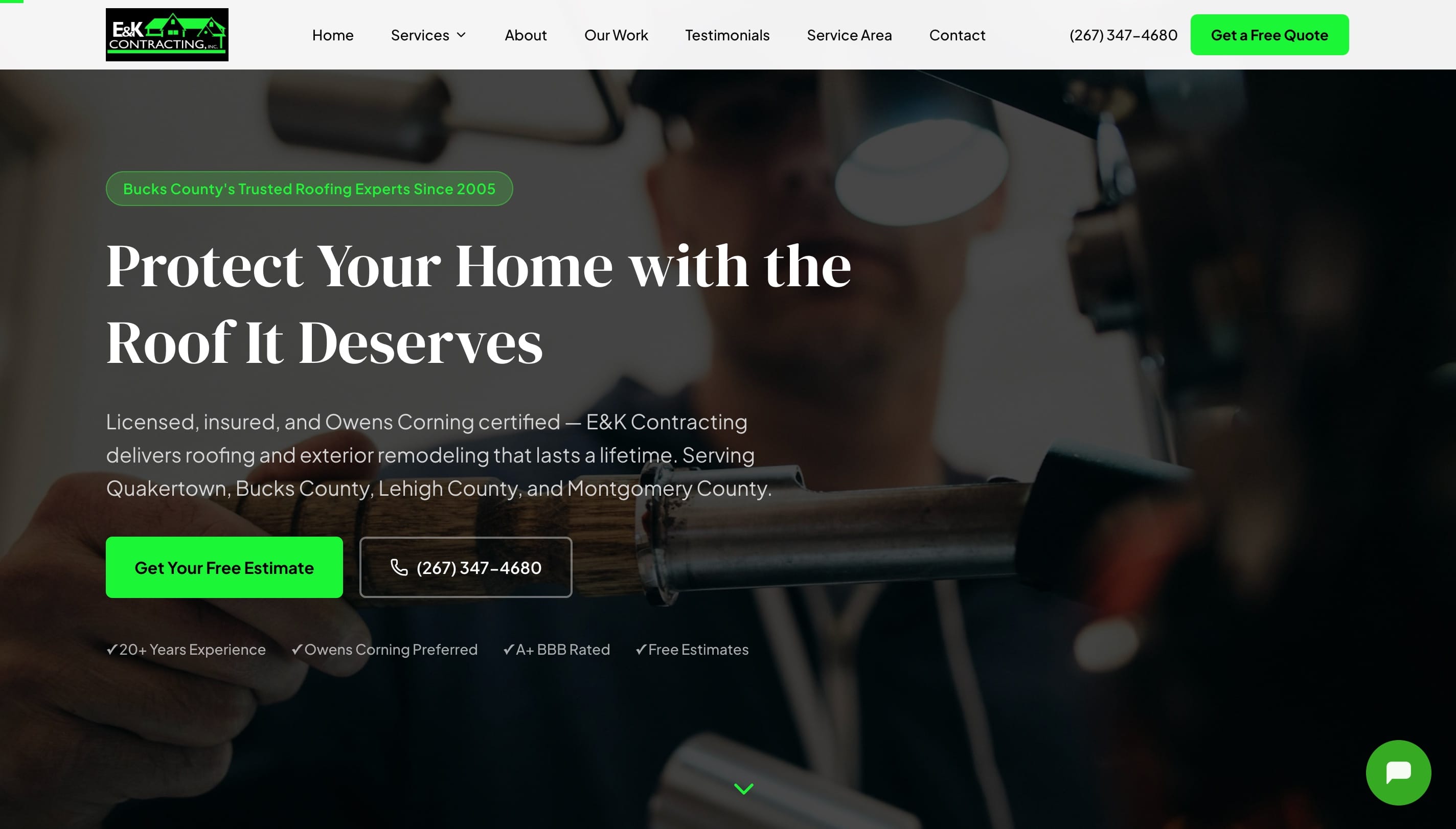 E&K Contracting homepage